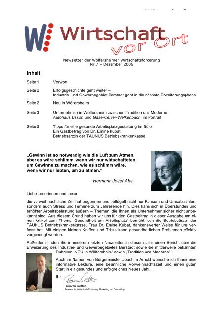 07 Wirtschaft Vor Ort Newsletter Nr 7 Pdf Gemeinde Wolfersheim