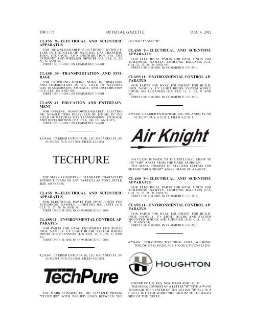 marks published for opposition - U.S. Patent and Trademark Office