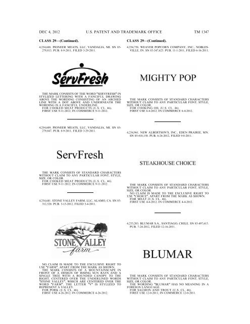 marks published for opposition - U.S. Patent and Trademark Office