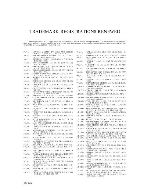 marks published for opposition - U.S. Patent and Trademark Office