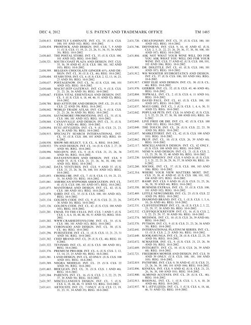 marks published for opposition - U.S. Patent and Trademark Office