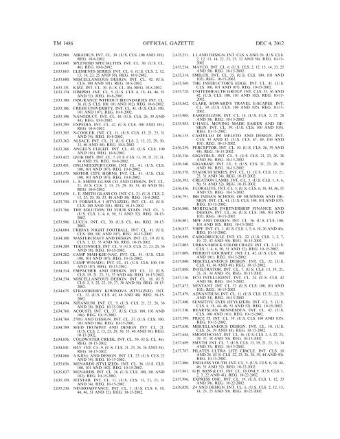 marks published for opposition - U.S. Patent and Trademark Office