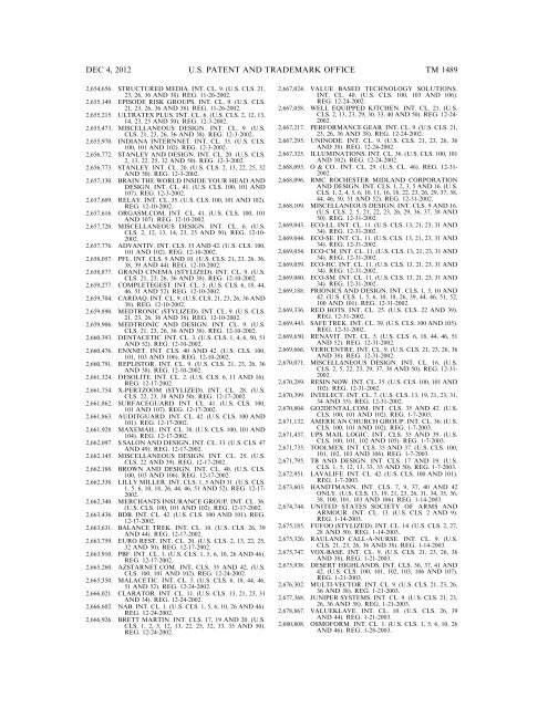 marks published for opposition - U.S. Patent and Trademark Office