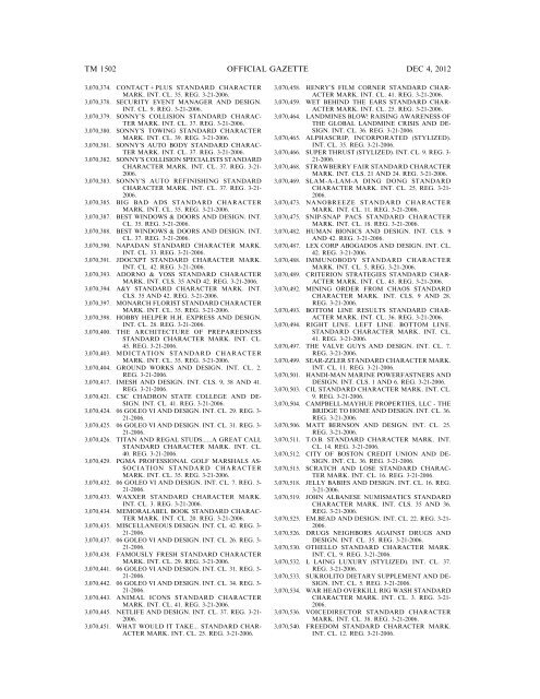 marks published for opposition - U.S. Patent and Trademark Office