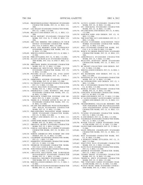 marks published for opposition - U.S. Patent and Trademark Office