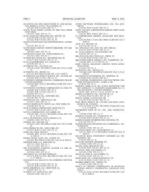 marks published for opposition - U.S. Patent and Trademark Office