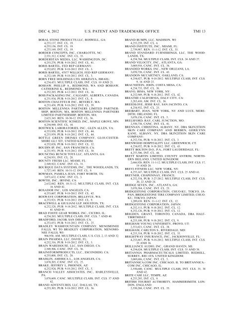 marks published for opposition - U.S. Patent and Trademark Office