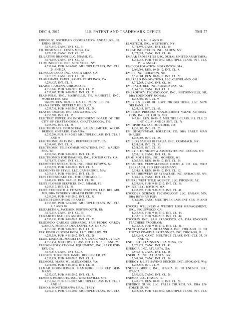 marks published for opposition - U.S. Patent and Trademark Office