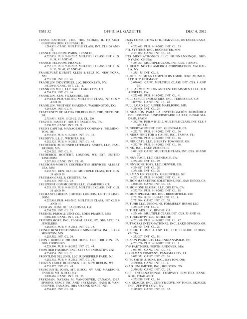 marks published for opposition - U.S. Patent and Trademark Office