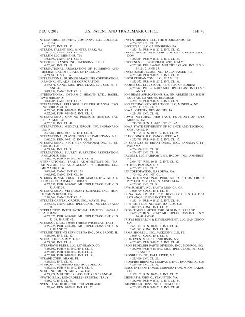 marks published for opposition - U.S. Patent and Trademark Office