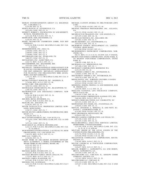 marks published for opposition - U.S. Patent and Trademark Office