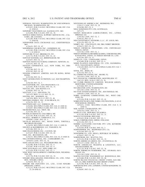 marks published for opposition - U.S. Patent and Trademark Office