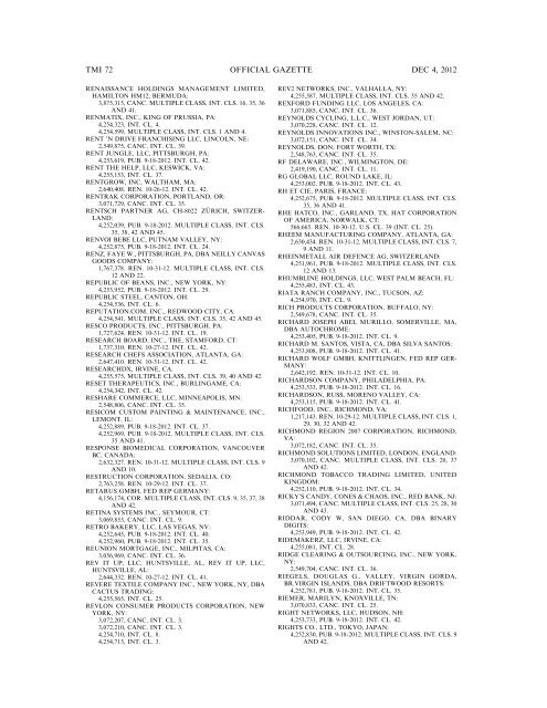 marks published for opposition - U.S. Patent and Trademark Office