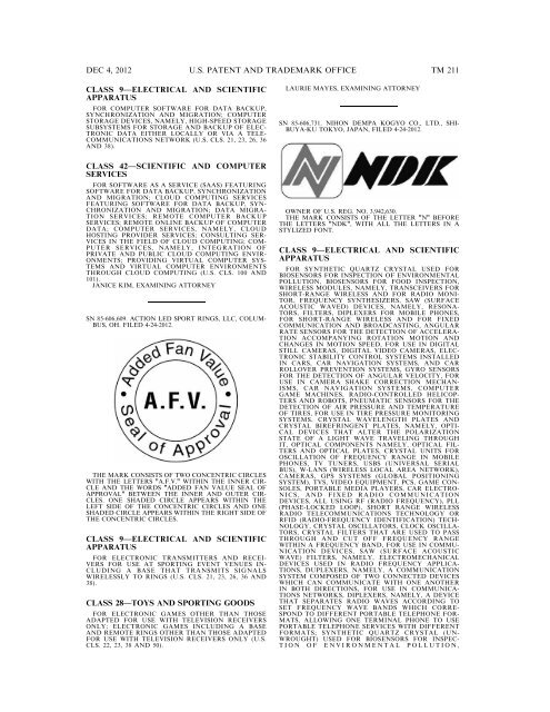 marks published for opposition - U.S. Patent and Trademark Office