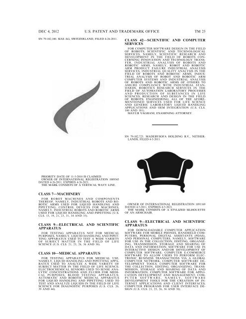 marks published for opposition - U.S. Patent and Trademark Office