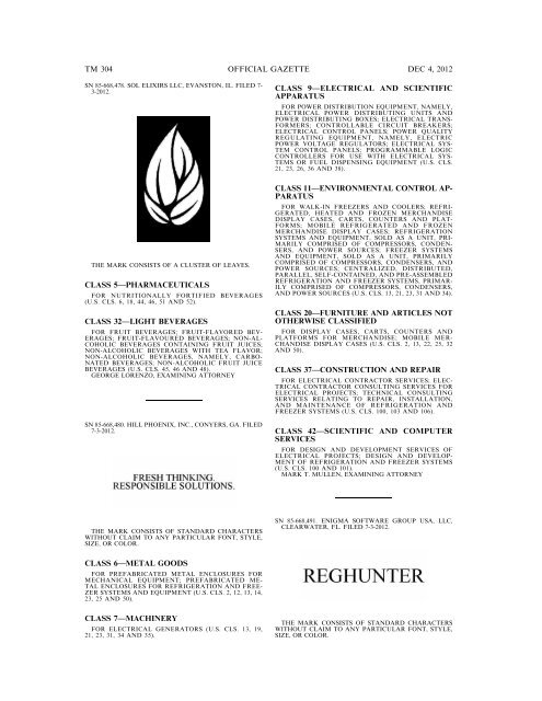 marks published for opposition - U.S. Patent and Trademark Office