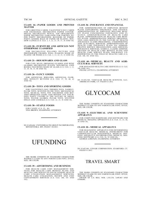 marks published for opposition - U.S. Patent and Trademark Office