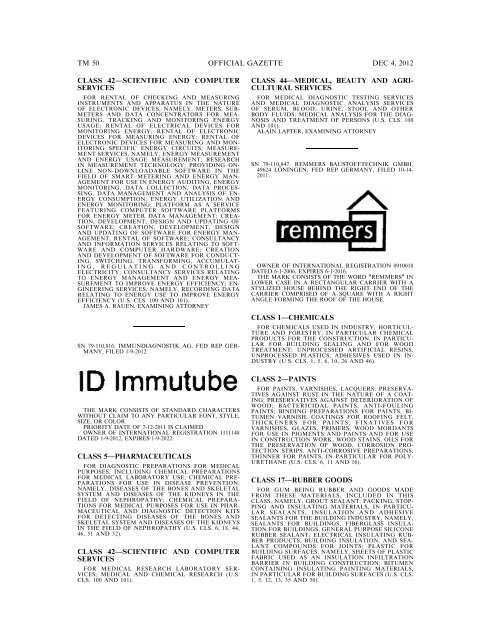 marks published for opposition - U.S. Patent and Trademark Office