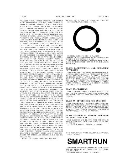 marks published for opposition - U.S. Patent and Trademark Office