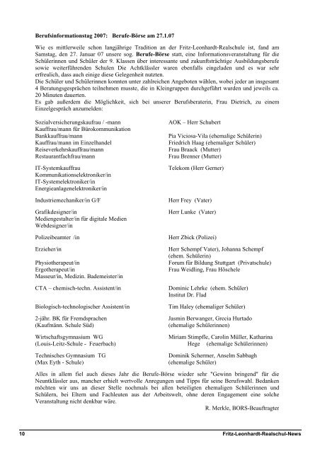 26. Ausgabe - Fritz-Leonhardt-Realschule