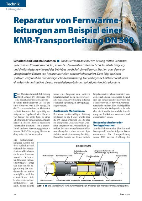 Reparatur von Fernwärme- leitungen am Beispiel ... - Nodig-Bau.de