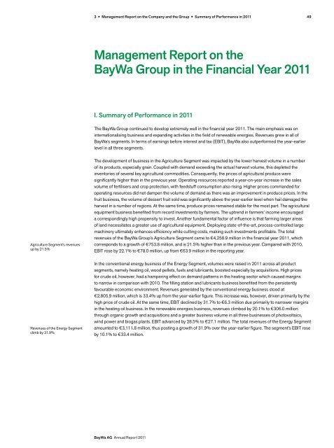 BayWa AG Annual Report 2011