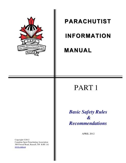 PIM 1 2012 Final - Canadian Sport Parachuting Association