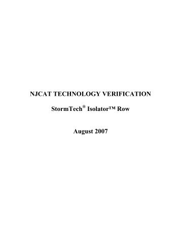 NJCAT TECHNOLOGY VERIFICATION StormTech Isolator™ Row ...