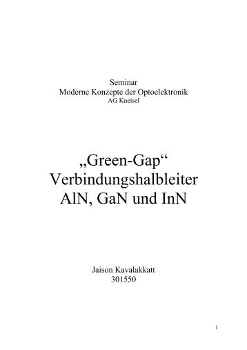 „Green-Gap“ Verbindungshalbleiter AlN, GaN und InN