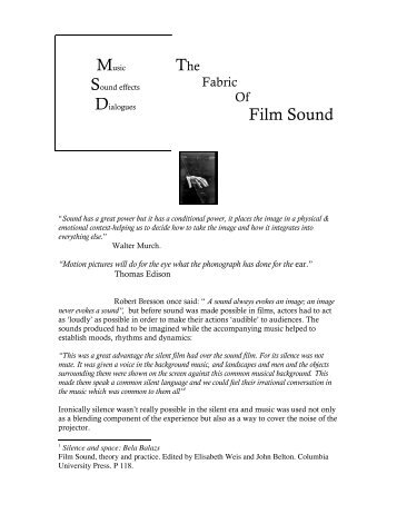 Film Sound - MSc Sound Design