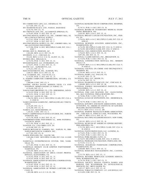 marks published for opposition - U.S. Patent and Trademark Office