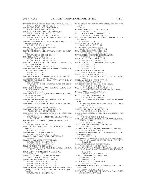 marks published for opposition - U.S. Patent and Trademark Office