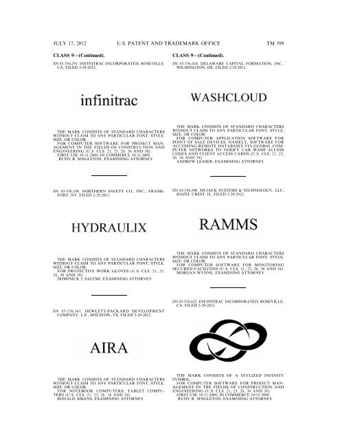 marks published for opposition - U.S. Patent and Trademark Office