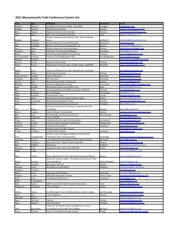 2011 Massachusetts Trails Conference Contact List - Mass.Gov