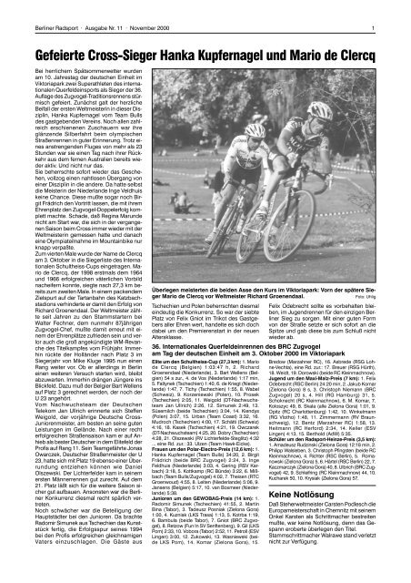 November 2000 - Berliner Radsport Verband e.V.