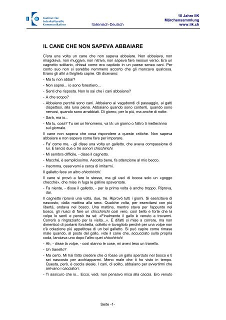 IL CANE CHE NON SAPEVA ABBAIARE - IIK
