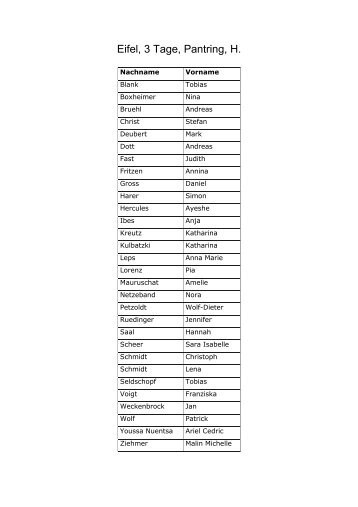 Eifel, 3 Tage, Pantring, H.