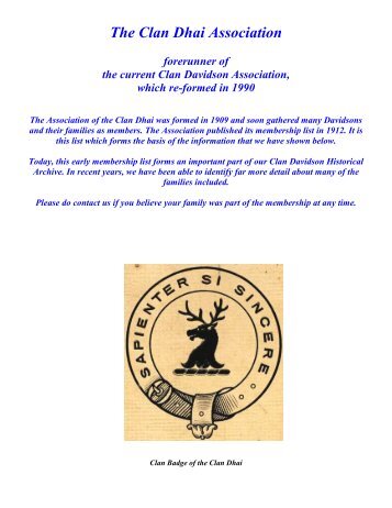 The Clan Dhai 1912 List of Members - Clan Davidson Association