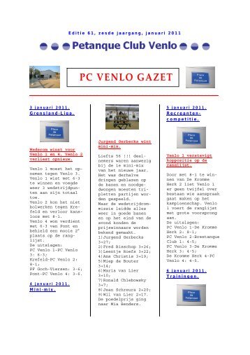 Gazet 2011 (PDF) - Petanque club Venlo