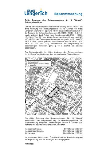 Dritte Änderung des Bebauungsplanes Nr. 18 ... - Stadt Lengerich