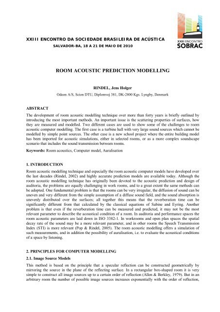 ROOM ACOUSTIC PREDICTION MODELLING - Odeon