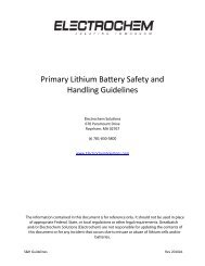 Primary Lithium Battery Safety & Handling - Electrochem Solutions