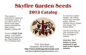 Skyfire Garden Seeds Catalog