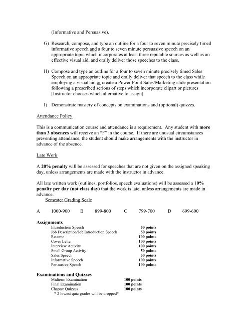 Central Texas College Syllabus for Speech 1321 Business and ...