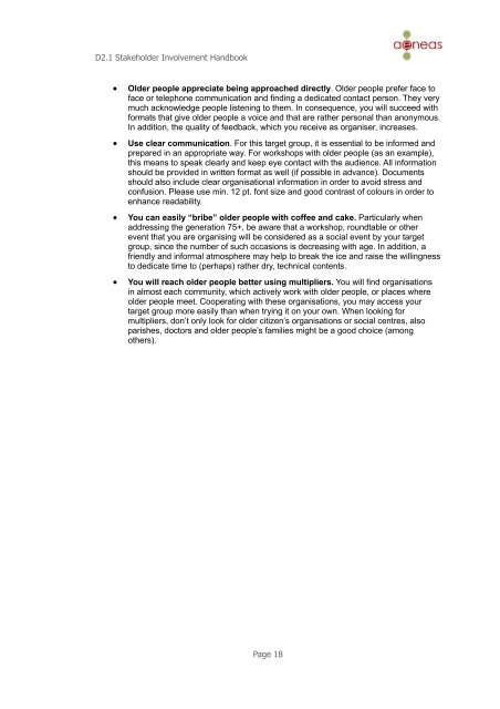 D2.1 Stakeholder Involvement Handbook - AENEAS