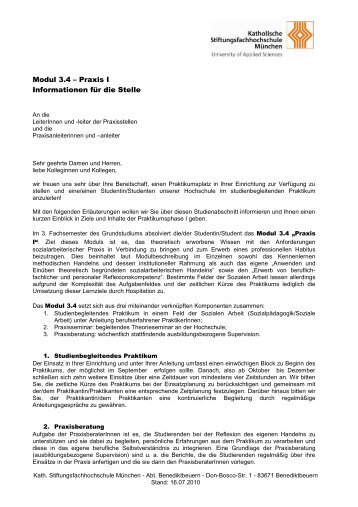 Modul 3.4 Praxis I - Katholische Stiftungsfachhochschule (KSFH)