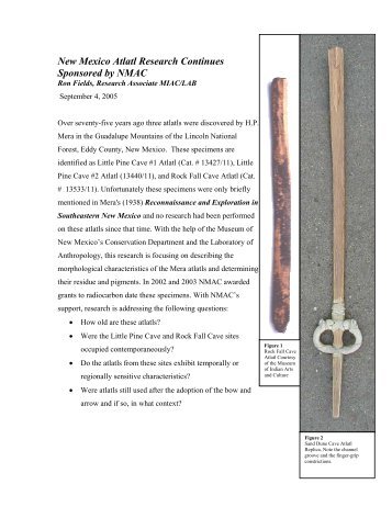 New Mexico Atlatl Research Continues Sponsored by NMAC