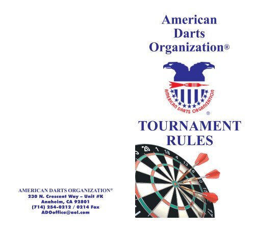 Tournament Rules Booklet - American Darts Organization