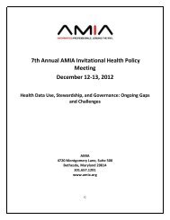 7th Annual AMIA Invitational Health Policy Meeting December 12-13 ...