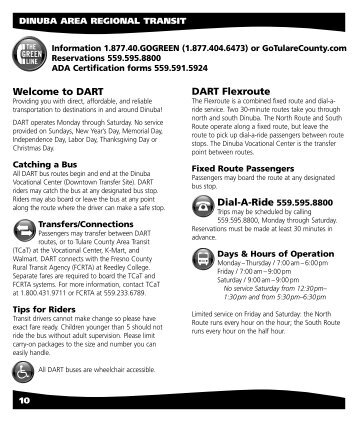 DART Flexroute Dial-A-Ride 559.595.8800 Welcome to DART